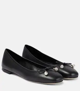 Jimmy Choo | Elme embellished leather ballet flats