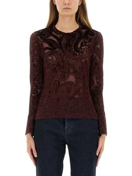 ETRO | Etro Paisley Pattern Crewneck Velvet Top