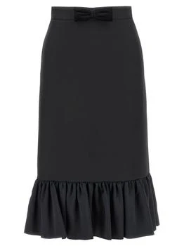 Valentino | Valentino	Bow Detailed Ruffled Hem Skirt