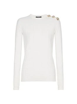 Balmain | Embellished Monogram-Knit Top