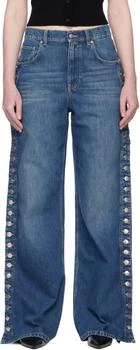 Stella McCartney | Blue Popper-Studded Straight-Leg Jeans