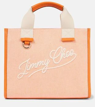 Jimmy Choo | Logo leather-trimmed canvas tote bag