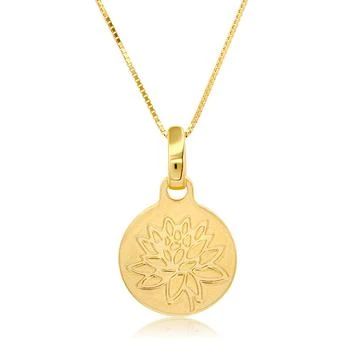 MaxColor 14K Yellow Gold Over Sterling Silver Lotus Pendant Necklace, 18 Inch Chain