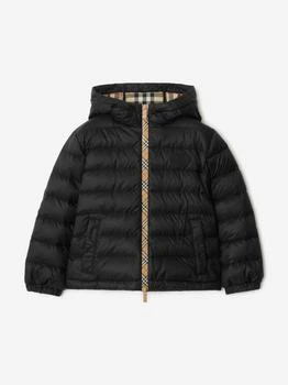 Burberry | Burberry Boys Check Trim Henry Puffer Jacket in Black