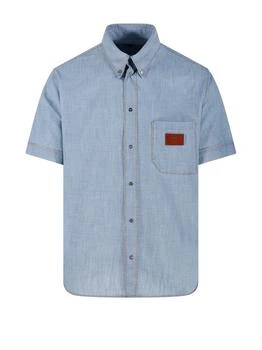 Fendi | Fendi Logo Patch Short Sleeved Denim Shirt