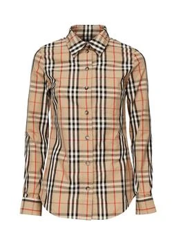 Burberry | Burberry Checked Collared Long-Sleeved Shirt