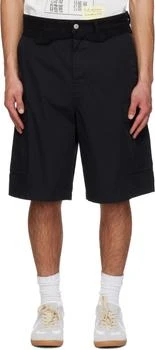 MM6 | Black Raw Edge Cargo Shorts