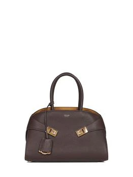 Salvatore Ferragamo | FERRAGAMO | Brown Hug bicolor handbag (M) | Women | PZ