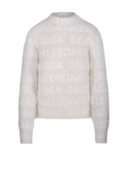 Balenciaga | Balenciaga Allover Logo Furry Fitted Sweater