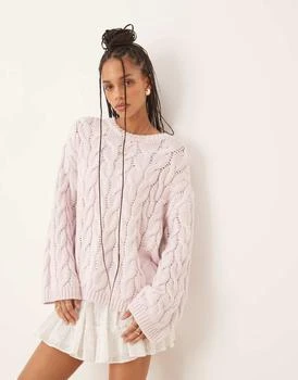 Gina Tricot oversized cable knit sweater in pink
