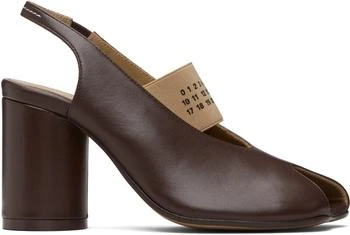 MM6 | Brown Anatomic Numeric Slingback Heels