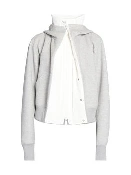 Sacai | Sponge Sweat x Grosgrain Layered Zip-Up Hoodie