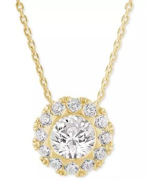 Macy's | Diamond Round Halo 18" Pendant Necklace (3/4 ct. t.w.) in 14k Gold