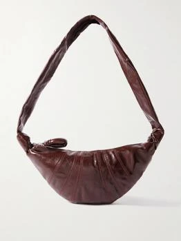 Lemaire Croissant Small Paneled Coated-canvas Shoulder Bag - Chocolate