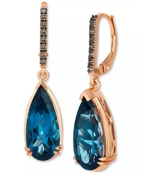 Le Vian | Chocolatier® Deep Sea Blue Topaz™ (7 ct. t.w.) 
Chocolate Diamond® (1/8 ct. t.w.) Earrings in 14k Rose Gold