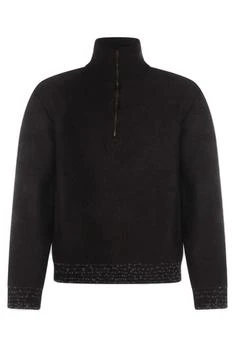 MAISON MARGIELA | Maison Margiela Half-Zip Frayed Detail Jumper