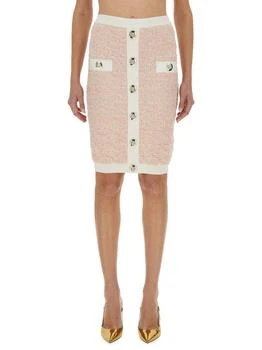 Balmain | Balmain Button Embellished Tweed Mini Skirt