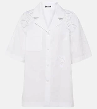 Versace | Embroidered cotton poplin bowling shirt