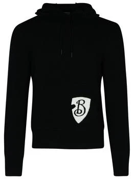 Burberry | Burberry B Shield Logo Intarsia-Knit Drawstring Hoodie