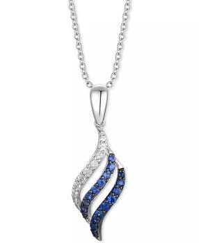 Le Vian | Denim Ombré Sapphire (1/3 ct. t.w.) & White Sapphire (1/6 ct. t.w.) Swirl 18" Pendant Necklace in 14k White Gold
