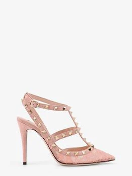 Rockstud suede and lace pumps