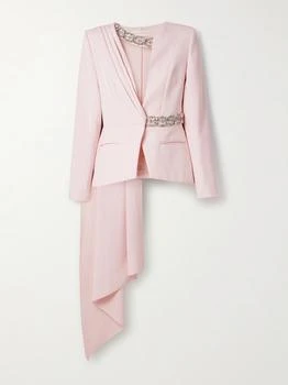 Sabina Embellished Draped Crepe Jacket - Pastel pink