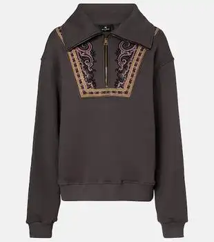 ETRO | Printed cotton half-zip sweatshirt