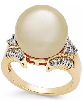 Macy's | Cultured Golden South Sea Pearl (13mm) and Diamond (1/2 ct. t.w.) Statement Ring in 14k Gold