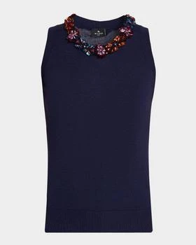 ETRO | Sequined Neck Silk-Cashmere Tank Top