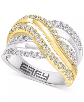 Effy | EFFY® Diamond Multi-Row Crossover Statement Ring (5/8 ct. t.w.) in 14k White & Yellow Gold