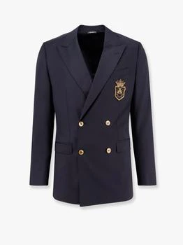 Dolce & Gabbana | Stretch virgin wool blazer with frontal logo patch