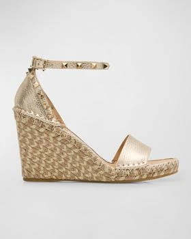 Valentino | Rockstud Metallic Wedge Espadrille Sandals