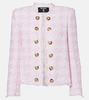 Balmain | Houndstooth cotton-blend tweed jacket