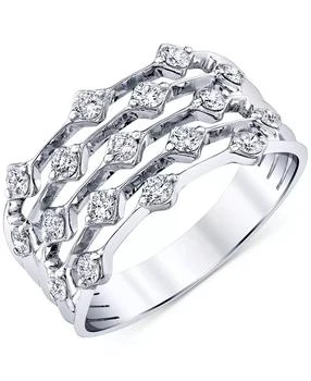 Macy's | Diamond Openwork Multirow Statement Ring (1/2 ct. t.w.) in 14k White Gold