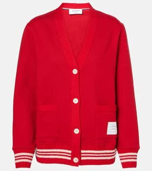 Thom Browne | 4-Bar bouclé-trimmed cotton cardigan