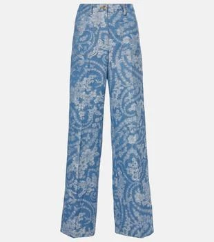 ETRO | Printed cotton and linen wide-leg pants