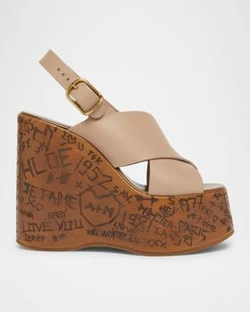 Chloé | Maxime Leather Crisscross Platform Wedges