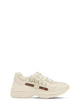 GUCCI Logo Print Leather Sneakers