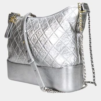 Chanel | Chanel Leather Silver Metallic Gabrielle Chain Large Hobo Shoulder Bag