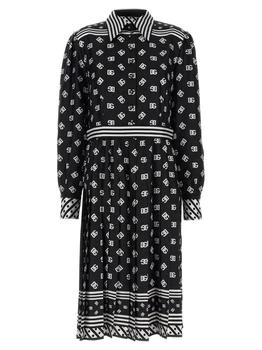 Dolce & Gabbana | Dolce & Gabbana Allover Logo Printed Midi Dress