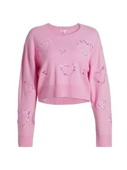 Parson Wool & Cashmere Lace-Trim Heart Sweater