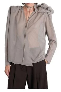 Magda Butrym | Magda Butrym Padded Shoulder Rose Embellished Blouse