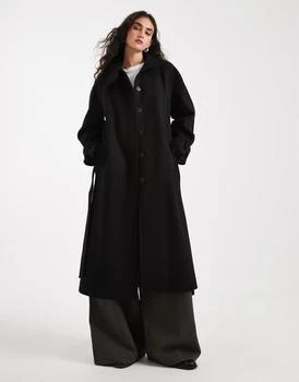 ASOS DESIGN funnel neck longline formal trench coat in black