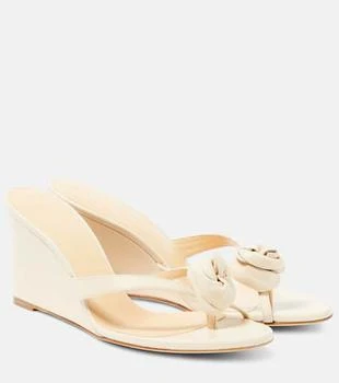Magda Butrym | Floral-appliqué leather wedge sandals