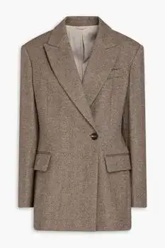 Brunello Cucinelli | Double-breasted herringbone wool-blend felt blazer