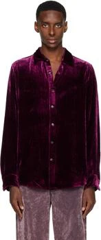 Dries Van Noten | Burgundy Silk Velvet Shirt