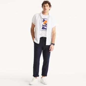 Mens Flat-Front Linen Deck Pant