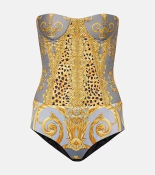 Versace | Printed cotton corset bodysuit