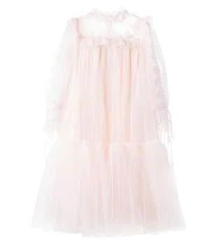 Lace-trimmed tulle dress