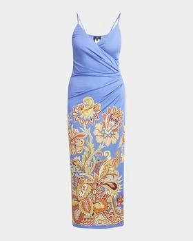ETRO | Bouquet-Print Draped Jersey Midi Dress